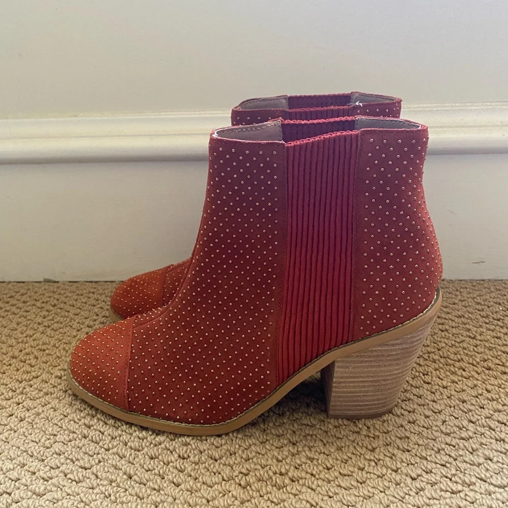 Orange Anthropologie Heeled Ankle Boots - Picture 3 of 5